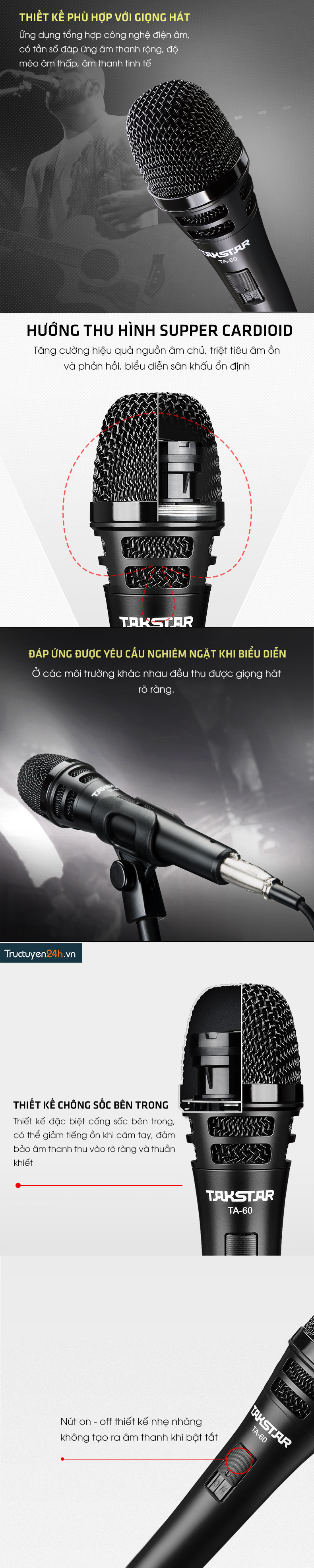 Micro karaoke Dynamic Takstar TA-60. Hàng chính hãng.