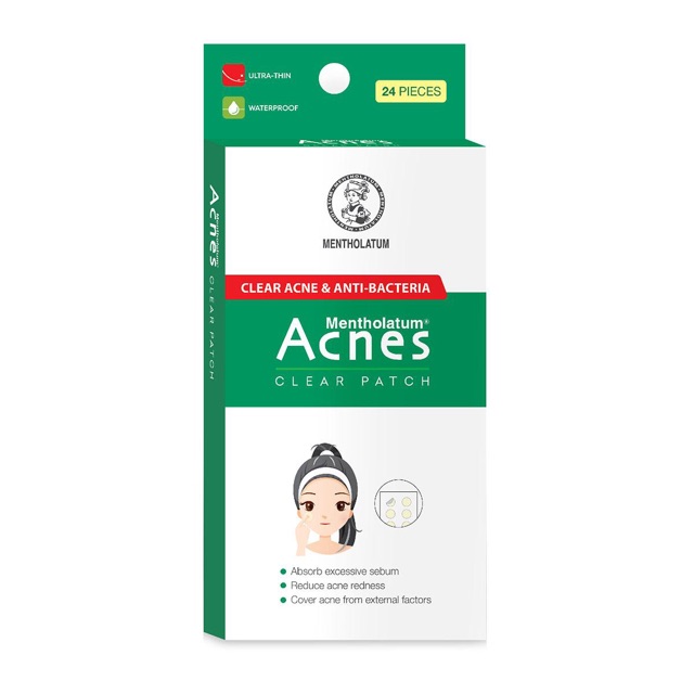 🎊Miếng dán mụn Acnes Clear Patch H24 miếng🎀0