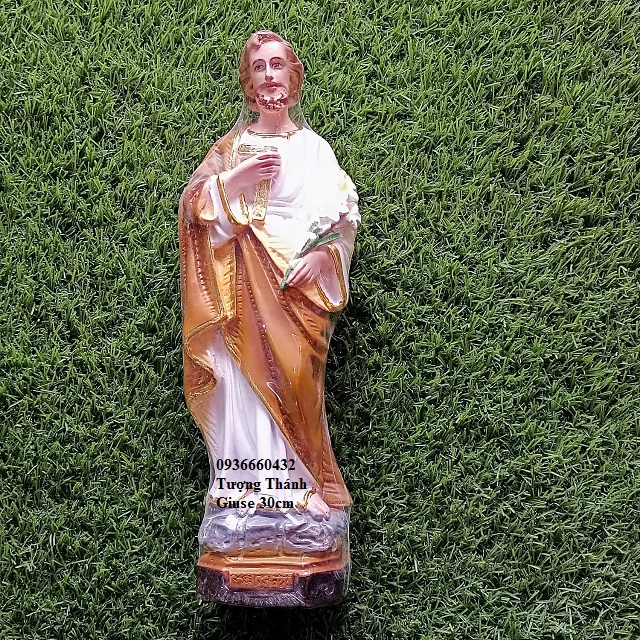 Tượng Thánh Giuse thợ 30cm màu nâu chất liệu composite trang trí bàn thờ công giáo