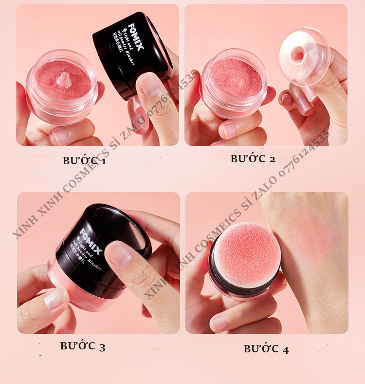 Phấn má hồng lâu trôi, phấn má tone cam dạng chấm