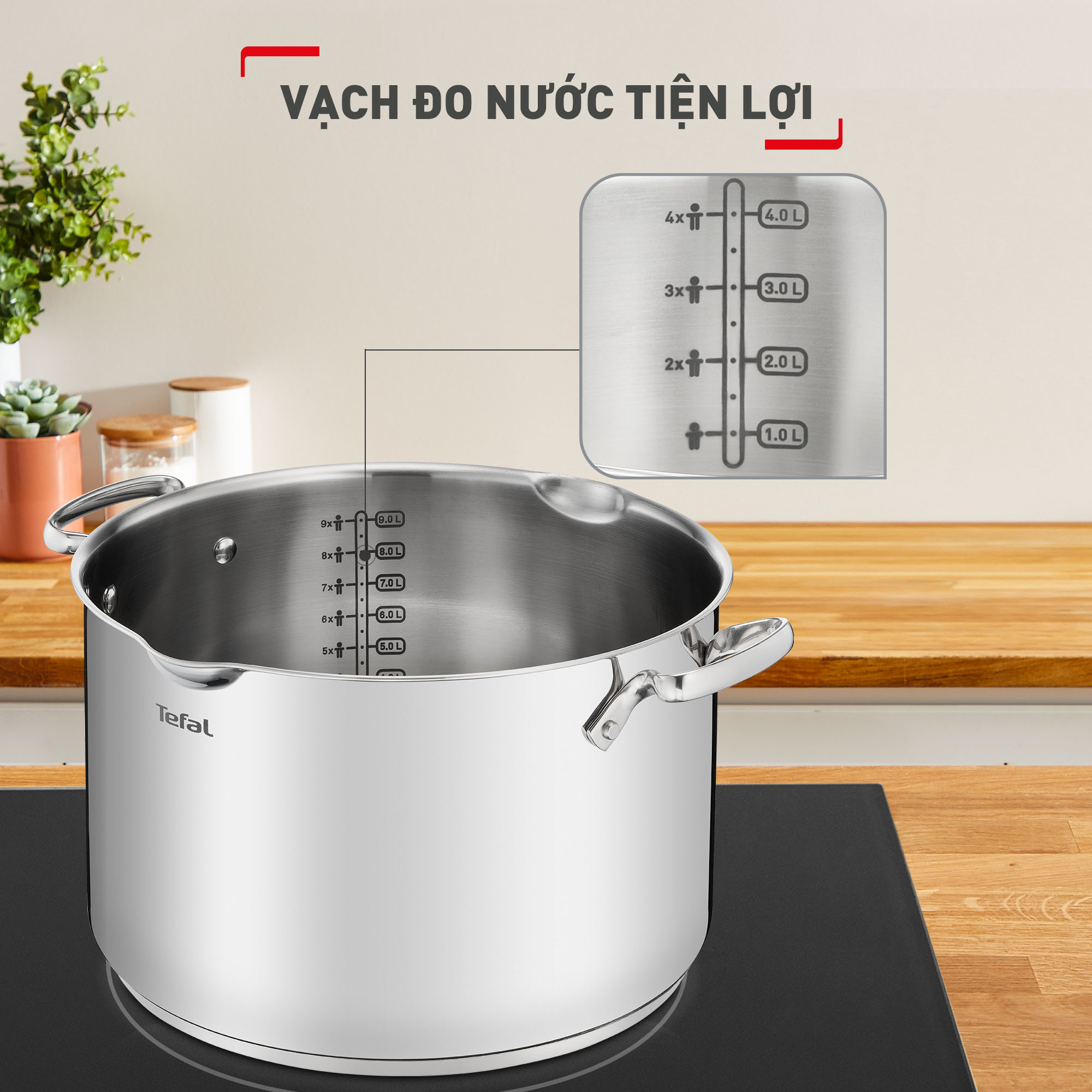 [SẢN PHẨM MỚI] Bộ 5 nồi Inox cao cấp Tefal Duetto Plus (quánh 16cm, nồi hầm 18/20/24 cm, nồi luộc gà 22cm)