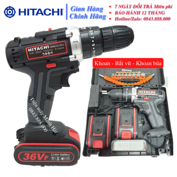 Máy Khoan Pin Hitachi 36V 3 Chức Năng - Khoan Bê Tông - Bắt Vít - Hitachi 36V
