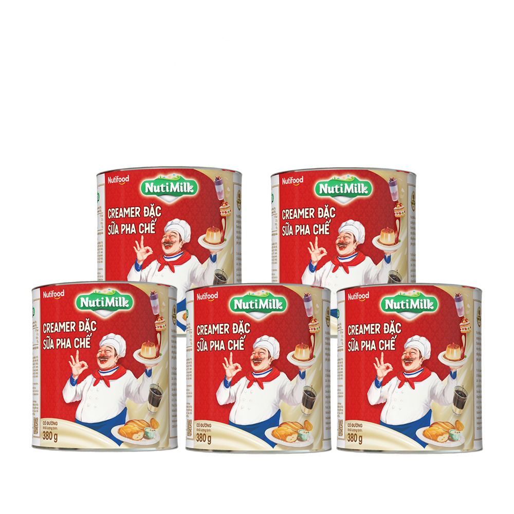 Combo 05 creamer đặc có đường nuti lon 380g - thương hiệu nutifood
