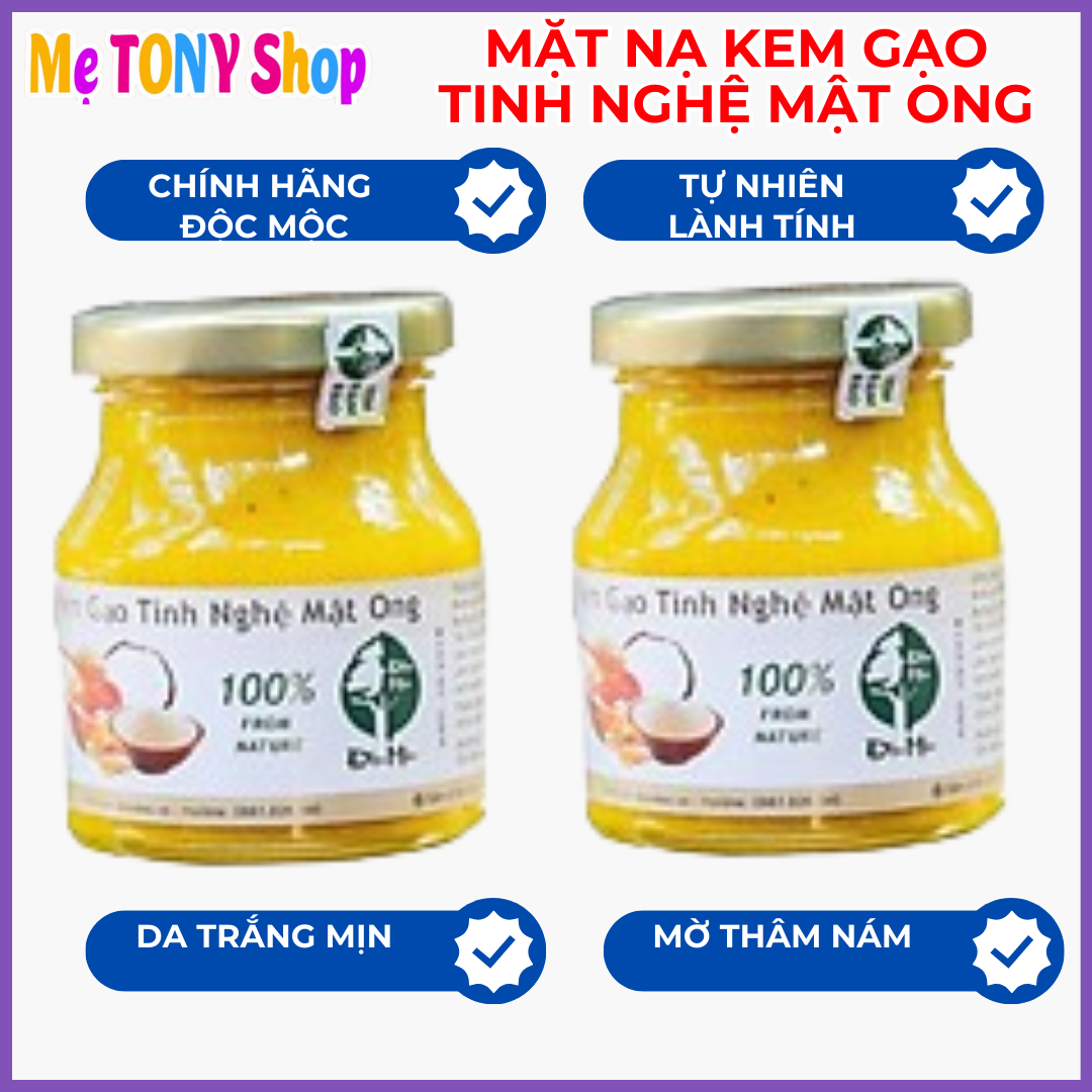 [Tặng CỌ-CHÉN-THÌA] Combo 2 Hũ Mặt Nạ Kem Gạo Tinh Nghệ Mật Ong Độc Mộc (Cam Kết Chính Hãng)