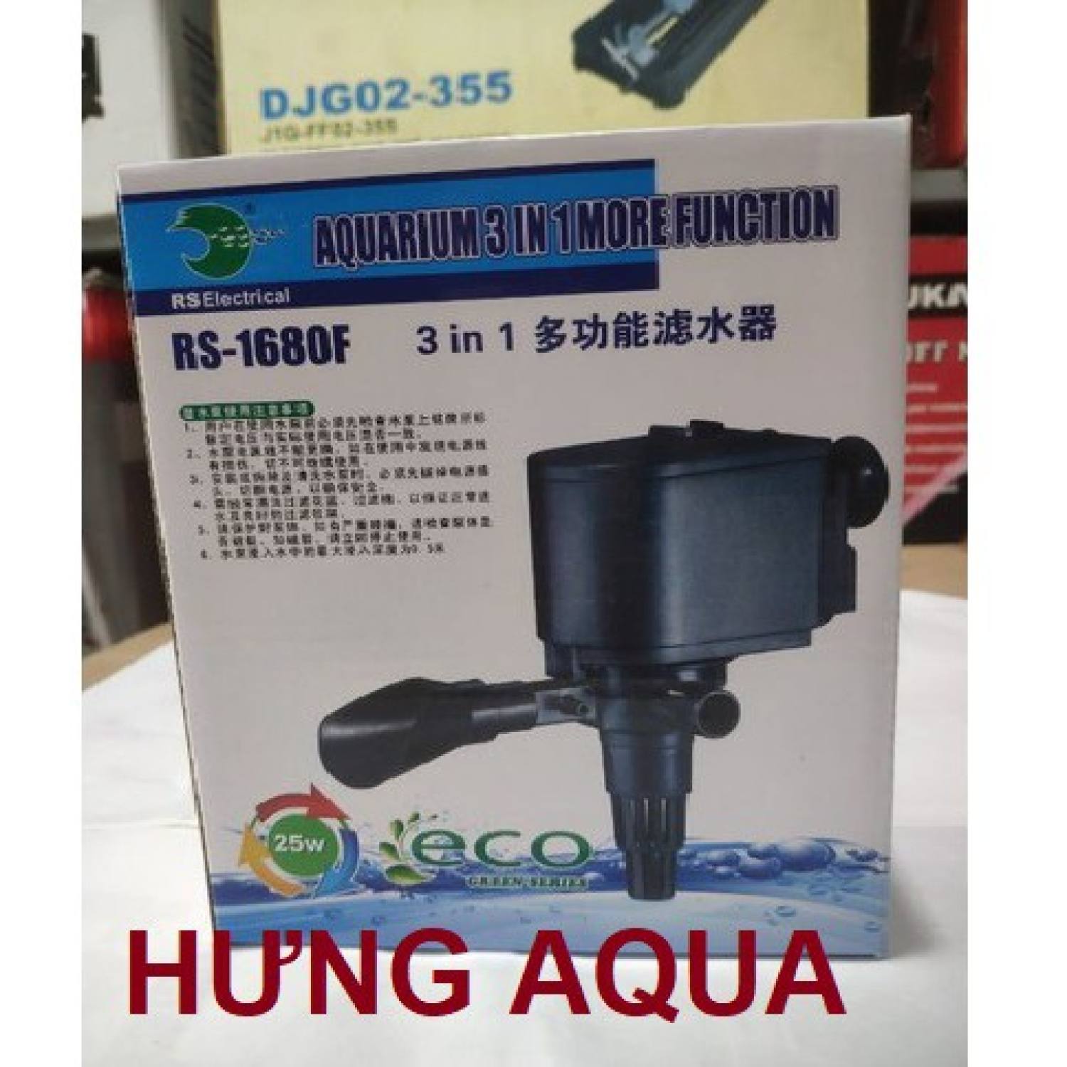 Bơm bể cá - bơm nước bể cá - máy bơm nước cho hồ cá cảnh rs 1680f 25w 3 trong 1, đẩy cao 1.3m