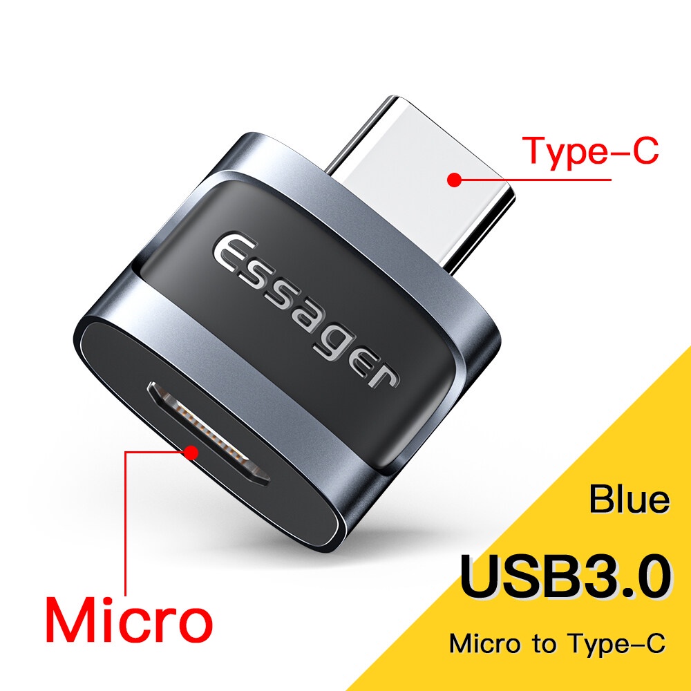 Essager otg type c to micro usb to type c bộ chuyển đổi otg usb to type c cho laptop xiaomi huawei samsung