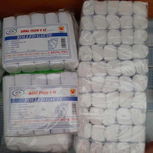 (1 lốc 5 cuộn) băng gạc cuộn y tế đông pha 3 con nai
