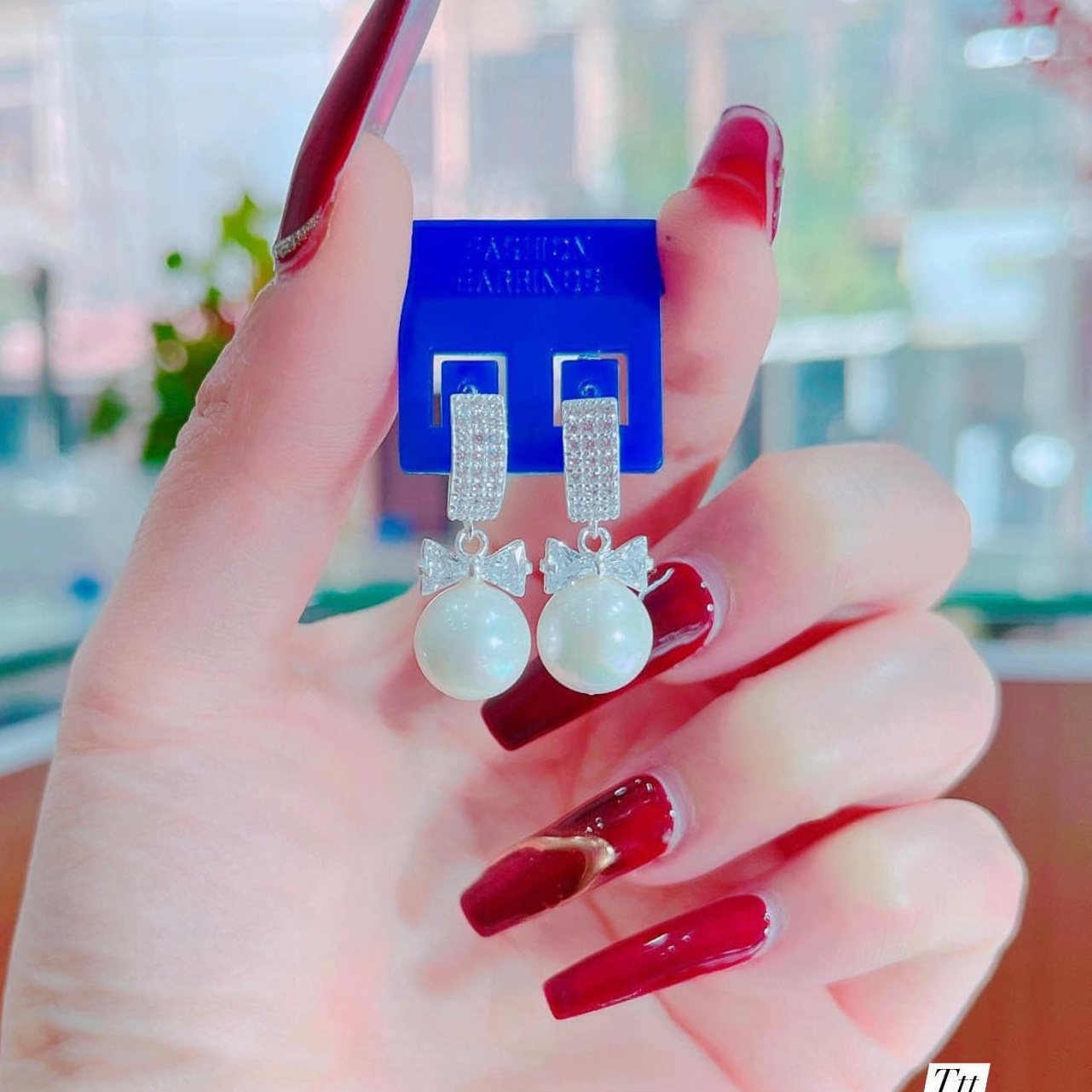 Bông tai bạc ta gắn trai MS75d1