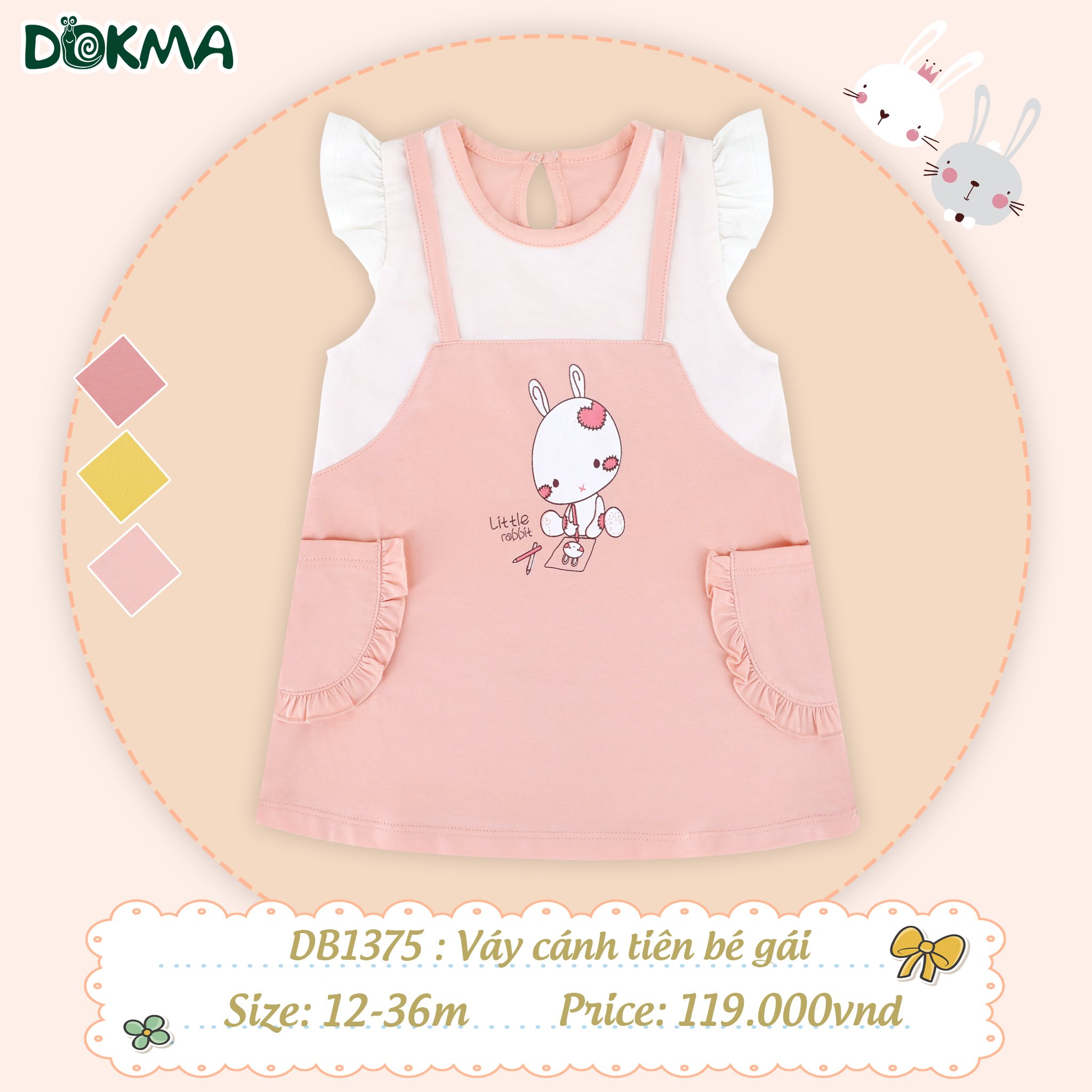 Váy Bé Gái/ Đầm bé gái cộc tay - sát nách cotton Dokma