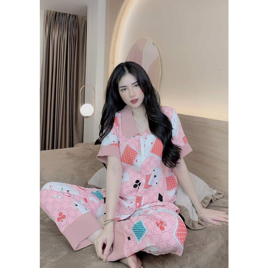 Bộ lụa Pijama lụa loại 1 chất mềm mịn, mát + Ảnh thật ,Bộ Lụa Mango Tay Ngắn