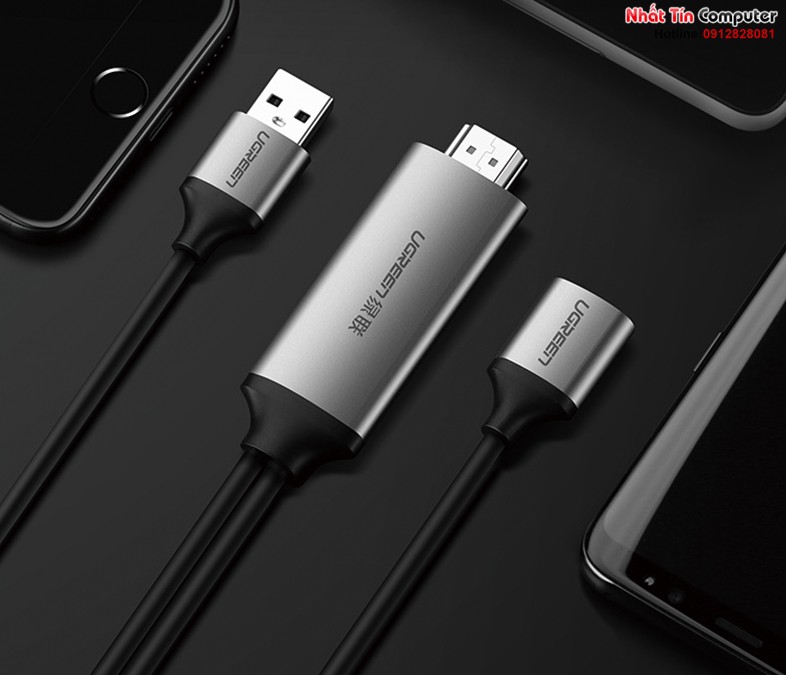 Cáp chuyển đổi USB Micro, Lightning, Type-C sang HDMI Ugreen 50291 Chính Hãng