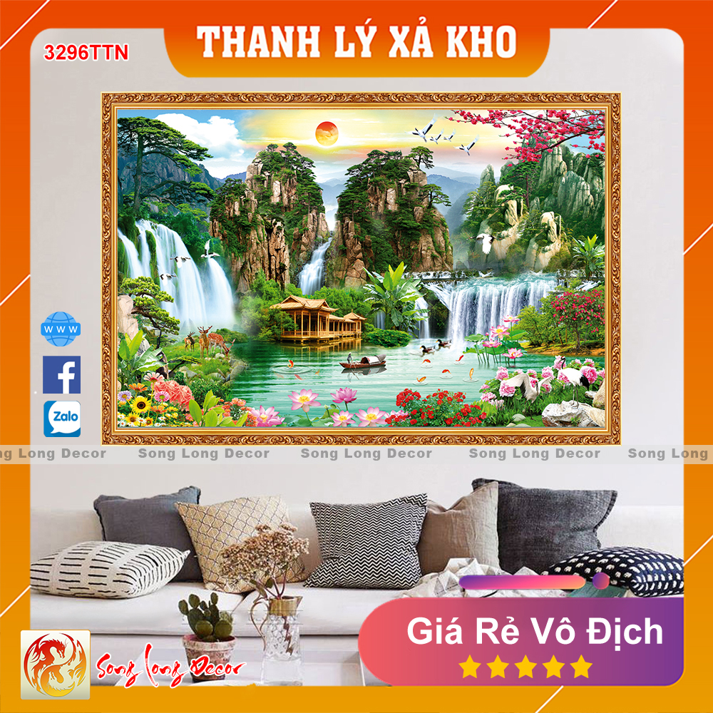 Tranh dán tường 3d Sơn thủy hữu tình - Song Long Decor - SL3296