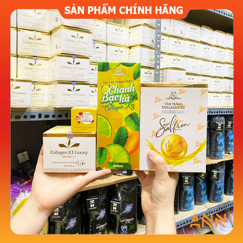 [Chính hãng] Combo Kem Body Đông Anh Luxury X3 Collagen + Kích Trắng Đông Anh + Tẩy Tế Bào Chết Đông Anh + Tắm Trắng Saffron - Mỹ Phẩm Đông Anh