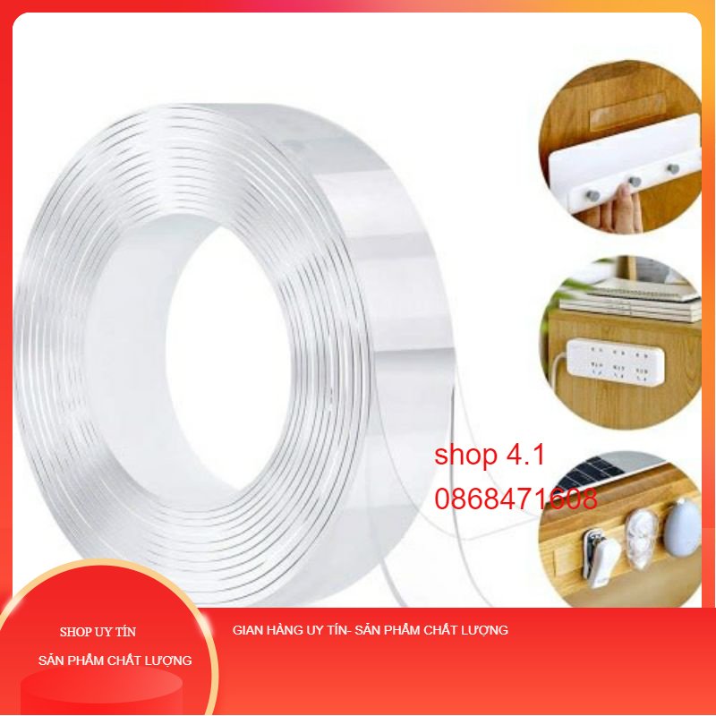 Cuộn băng keo 3m, keo 3m 2 mặt siêu dính dài 2m