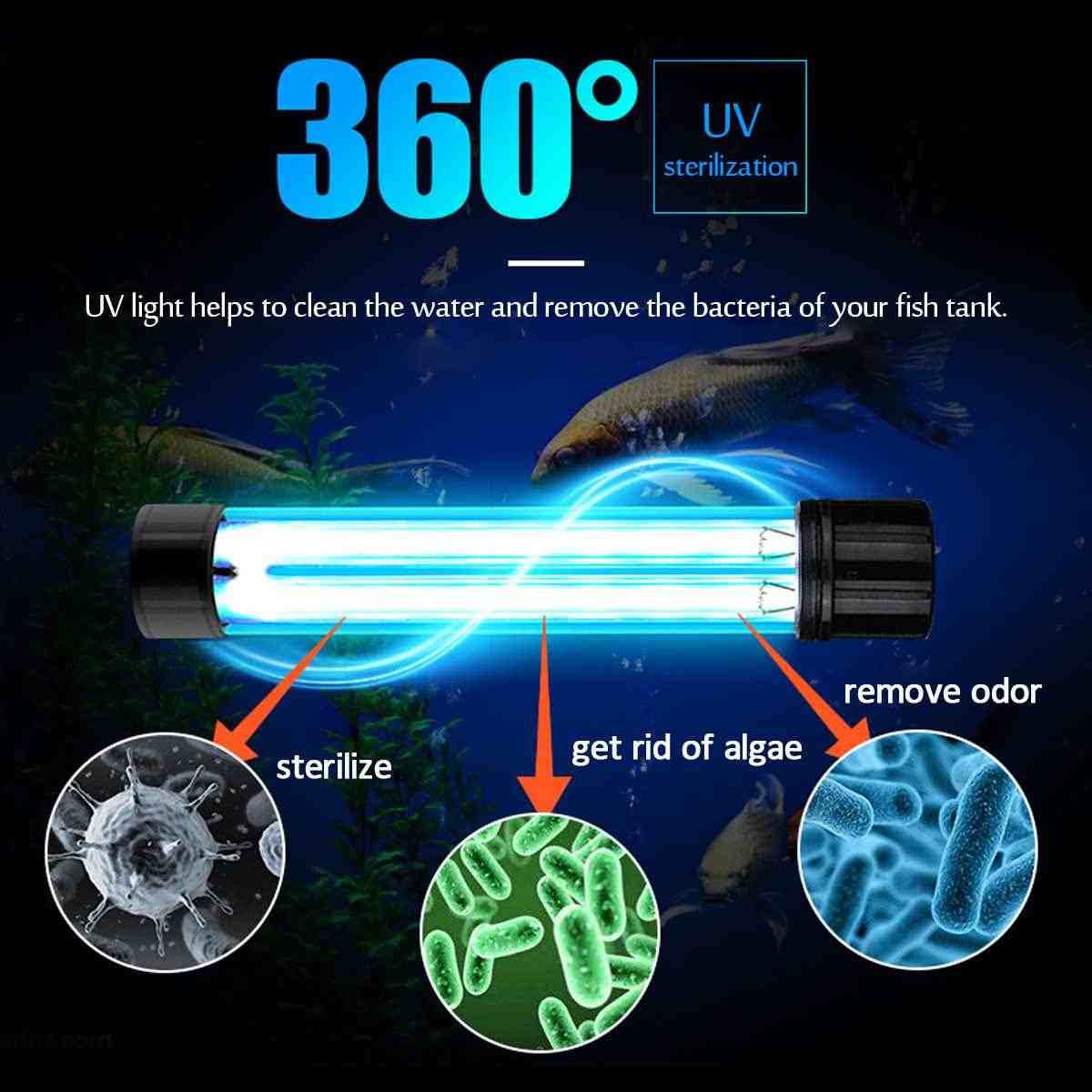 King Sterilization 30W UV lamp high grade aquarium algae germicidal bacteria (white)