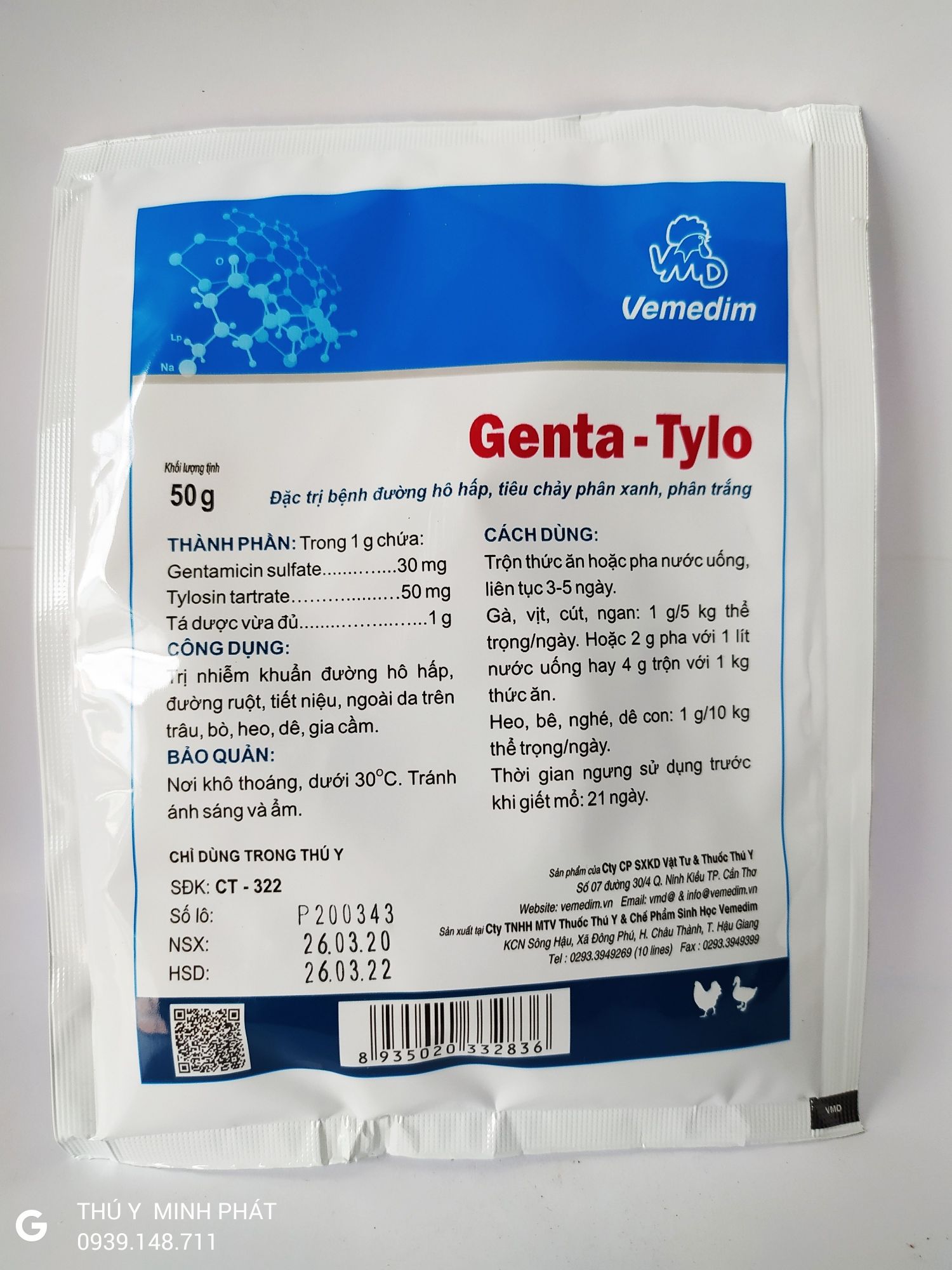 SẢN PHẨM GENTA TYLO GÓI 50G