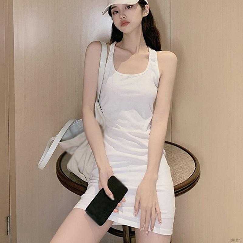 Đầm Sát Nách Cổ Vuông Ôm Dáng Lưng Đan Dây Chéo