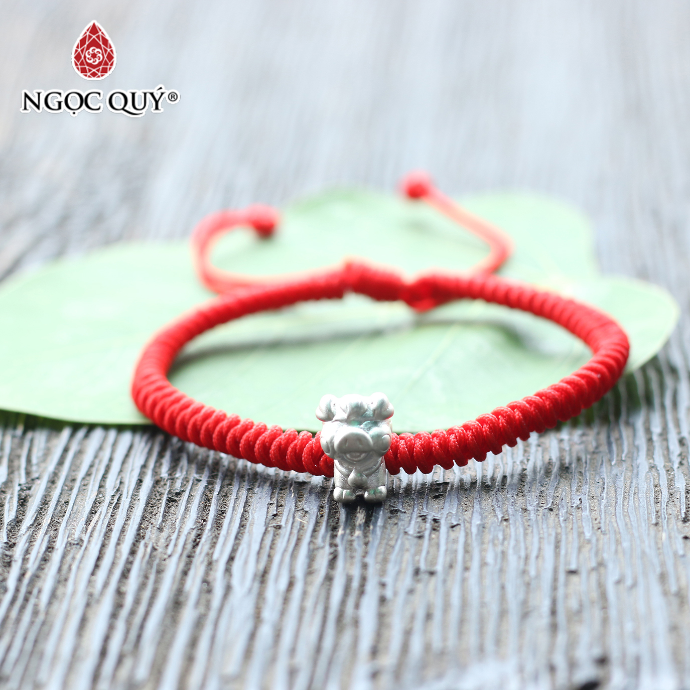 [HCM]Vòng thắt dây đỏ charm con giáp bạc - Ngọc Quý Gemstones