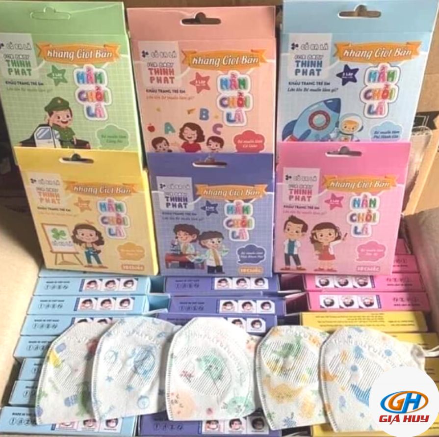 Hộp 10 chiếc khẩu trang mầm chồi lá 5D Thịnh Phát cho bé hình siêu dễ thương