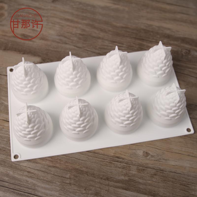 Gan Đó Xu KEREO 8 THẬM CHÍ Quả Dứa Hạt Thông Bánh Mousse Silicone Bộ Tạo Khuôn Hình Nướng Khuôn Bánh Gửi Công Thức