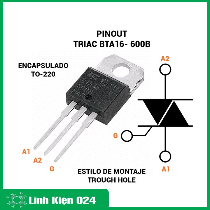 Triac BTA16-600B TO220 điện áp 600V 16A