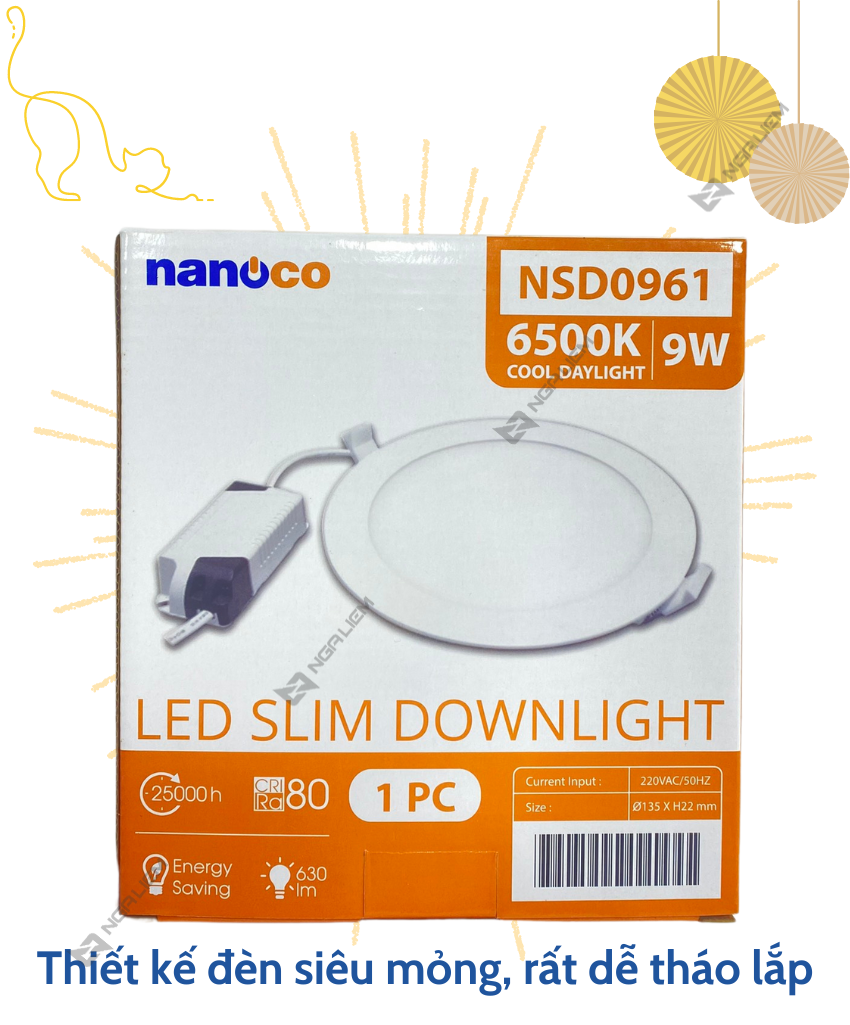 Đèn Led Slim Downlight – IP20 9W/120V Nanoco