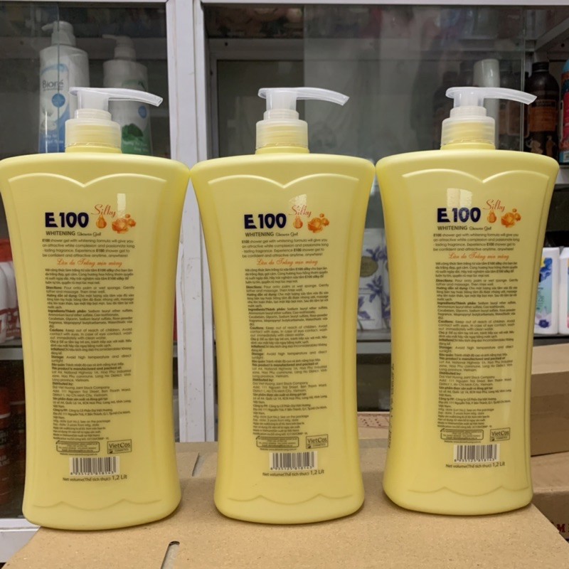 SỮA TẮM E100 SILKY vàng 1,2ML và 800ML