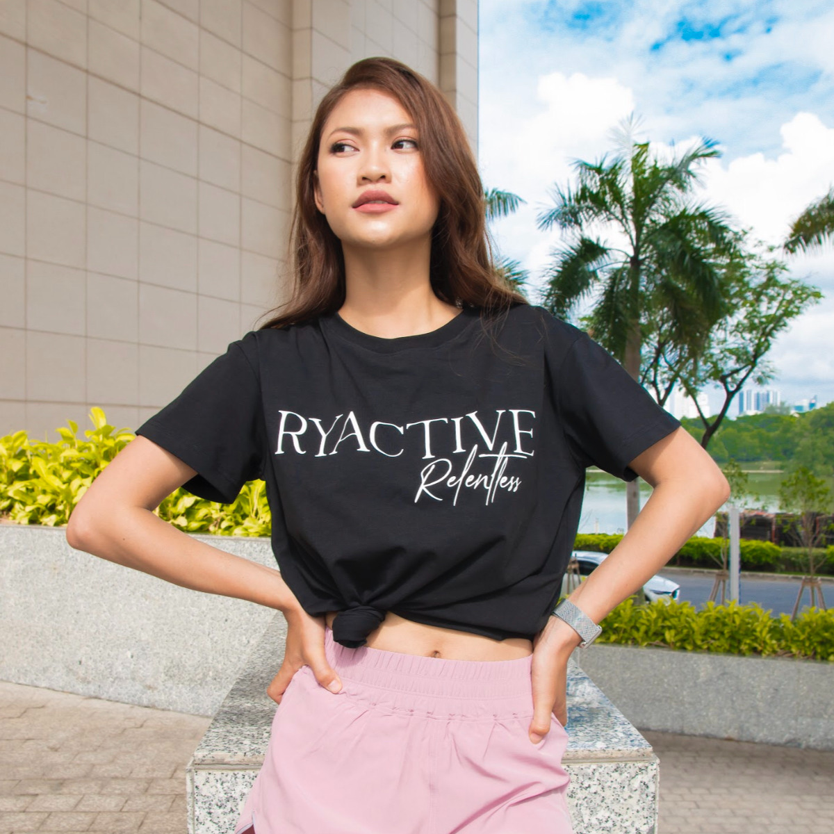Áo thun form oversize RYACTIVE - RYACTIVE RELENTLESS TEE Black