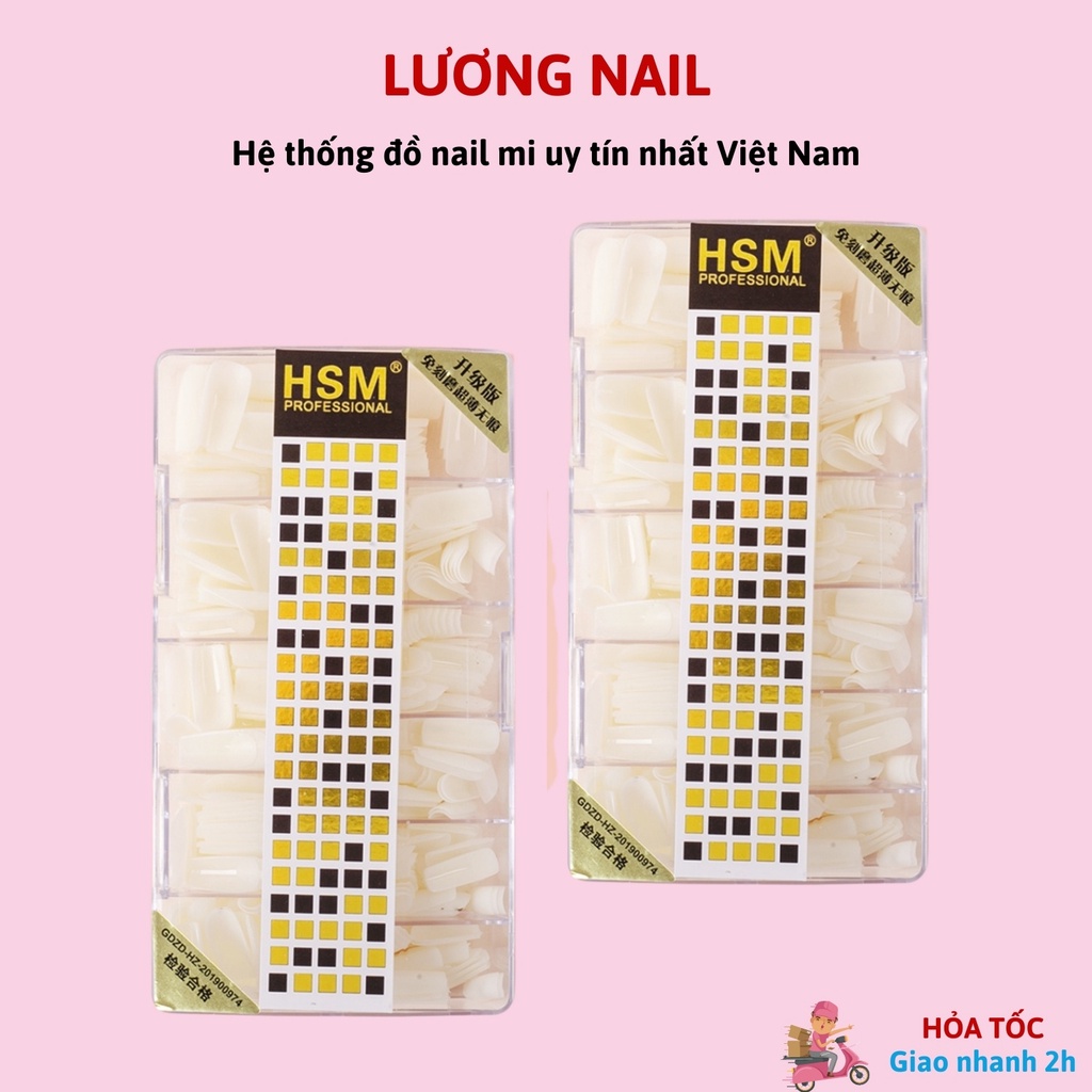 Móng úp HSM nhám sẵn  đủ 4 form hộp 500 móng