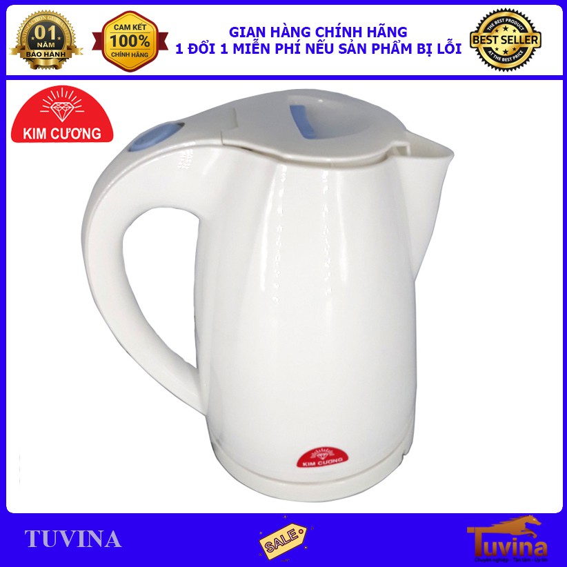 Ấm đun nước siêu tốc kim cương nhựa kc-at1.8l 1.8 lít - hàng chính hãng
