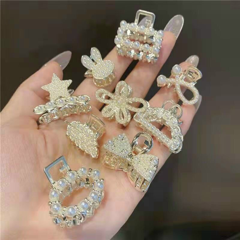 Set 9 kẹp tóc mạ vàng đính ngọc trai hàn quốc