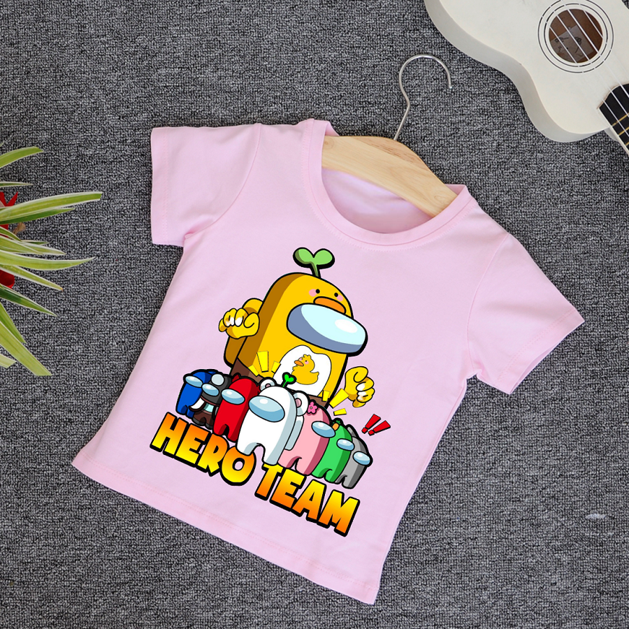Áo Hero Team có màu hồng cho bé gái nhiều mẫu nhân vật