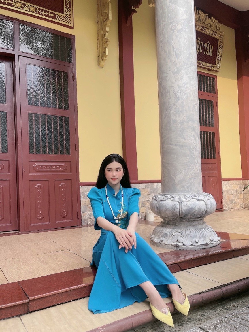 Đồ Lam Đi Chùa # Mẫu lụa sẫm cúc ngọc # Quần Áo Nữ