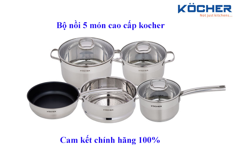 [Trả góp 0%] Bộ nồi 5 món Kocher Lubeck