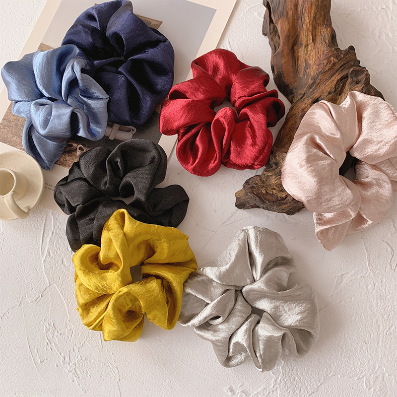 Cột tóc Scrunchies, dây buộc tóc vải Scunchies lụa trơn đơn sắc 2020