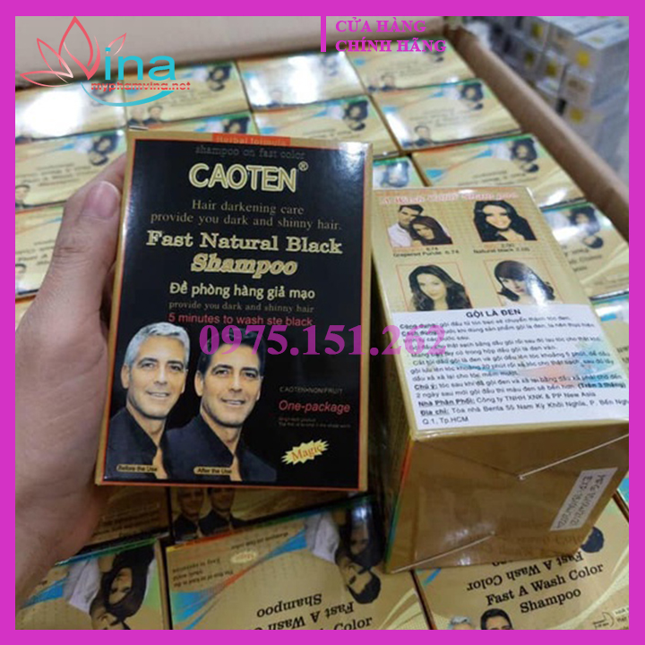 Gội Đen Tóc CAOTEN NHÂN SÂM hộp 10 gói