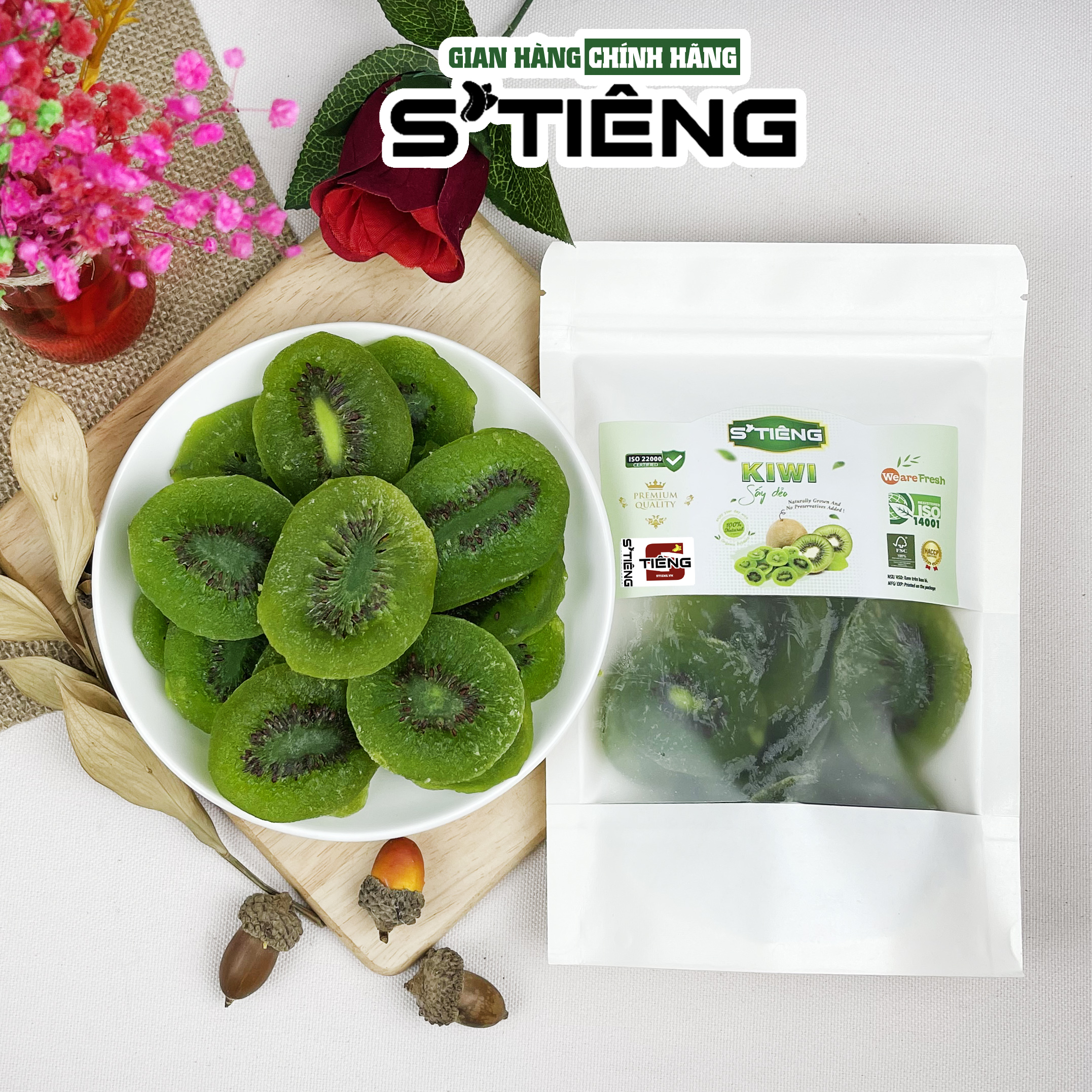 Kiwi Sấy Dẻo Đà Lạt STIÊNG Chua Ngọt