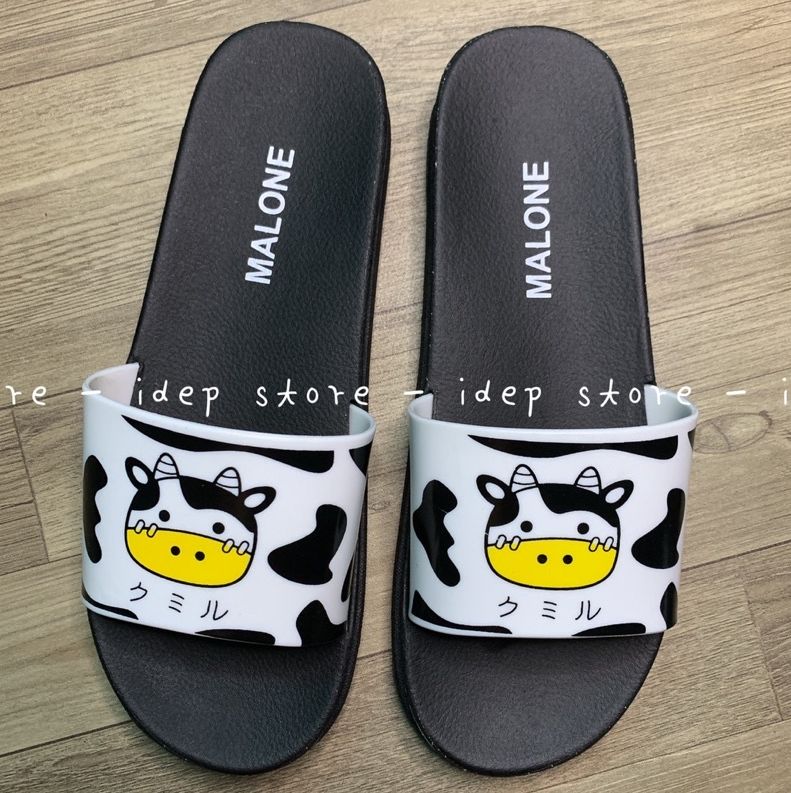 Dép nữ quai ngang đế cao 3cm hình Bò Sữa đúc cao su nguyên khối siêu bền - iDEP DL121