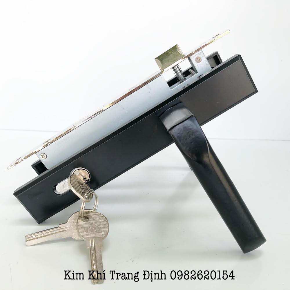 Bộ khóa tay gạt Golking lắp cửa hệ việt pháp việt ý cửa nhựa lõi thép sắt hộp (đen) - 1 bộ