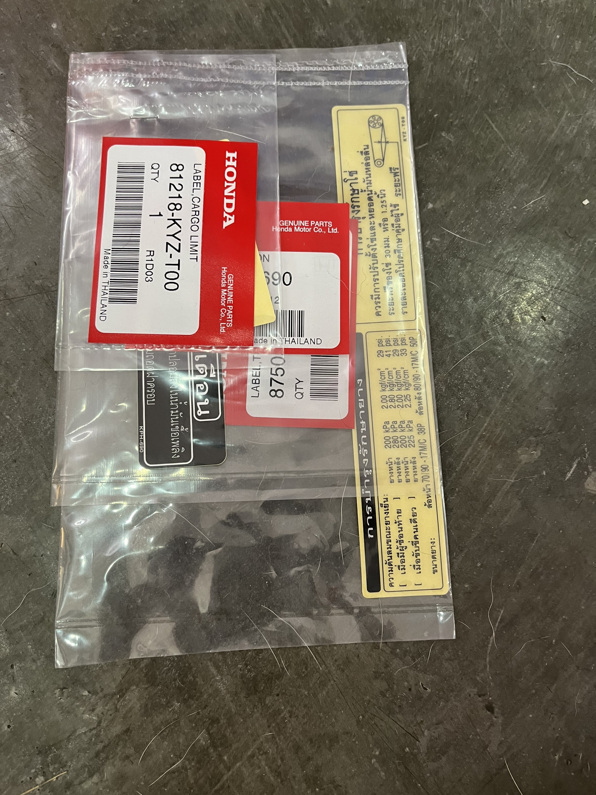 Bộ tem thông số dàn chân Honda Thailand chính hãng