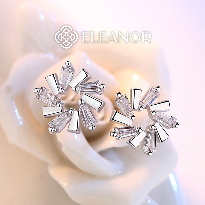 Bông tai nữ chuôi bạc 925 Eleanor Accessories khuyên tai hình hoa đính đá phụ kiện trang sức 5776