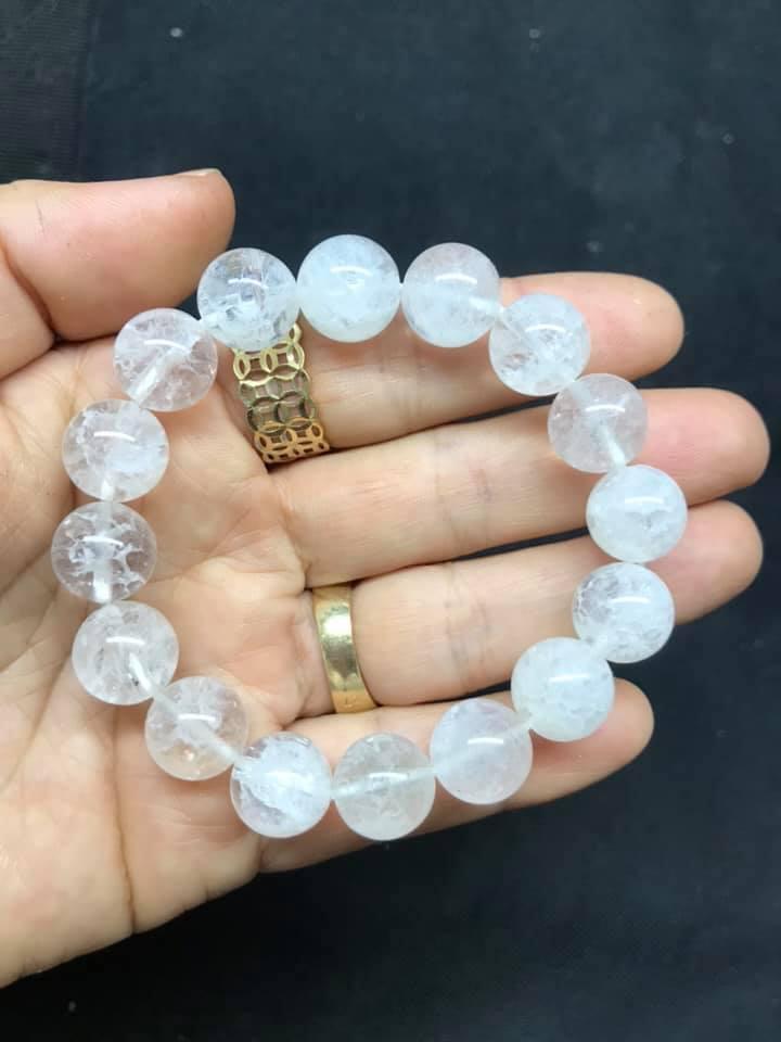 VÒNG TAY THẠCH ANH ƯU LINH TRẮNG 12LY