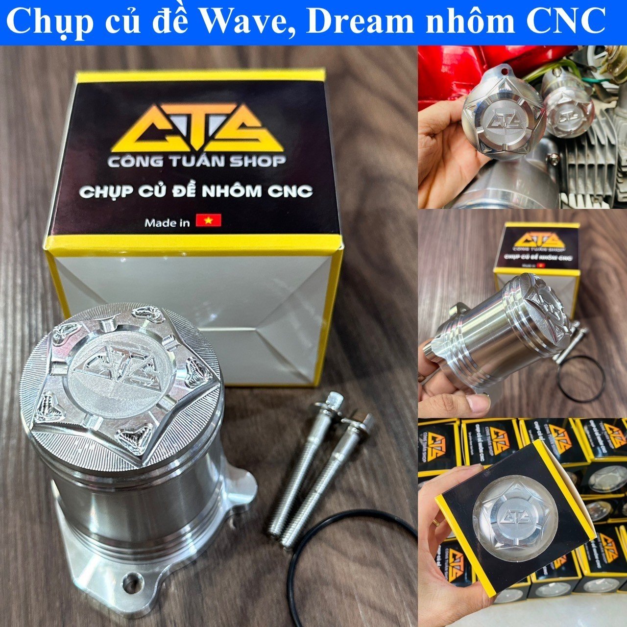 Chụp củ đề wave , dream cts nhôm cnc đồchơixe