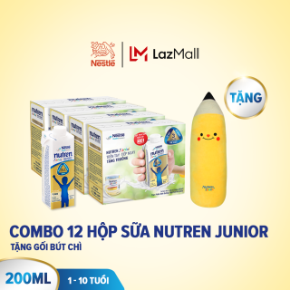 Combo 12 hộp Sữa dinh dưỡng pha sẵn Nutren Junior 200ml Tặng gối bút chì thumbnail