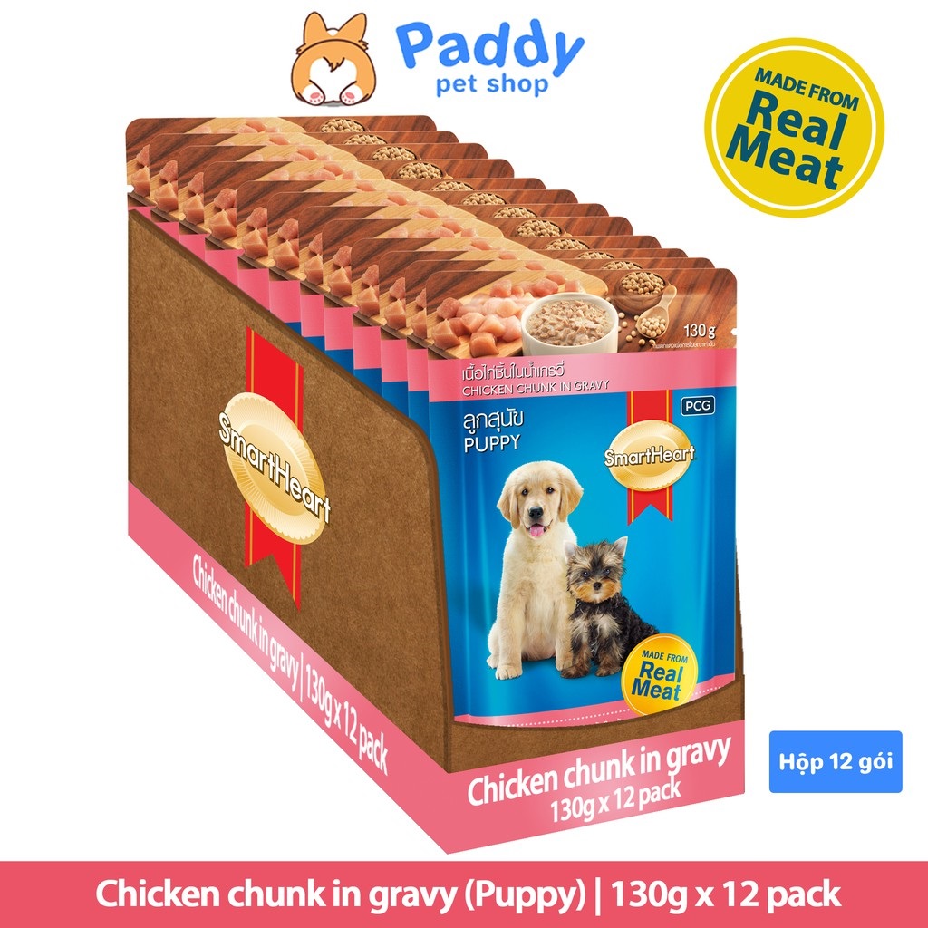 [Hộp 12 Gói] Pate Cho Chó SmartHeart 130g