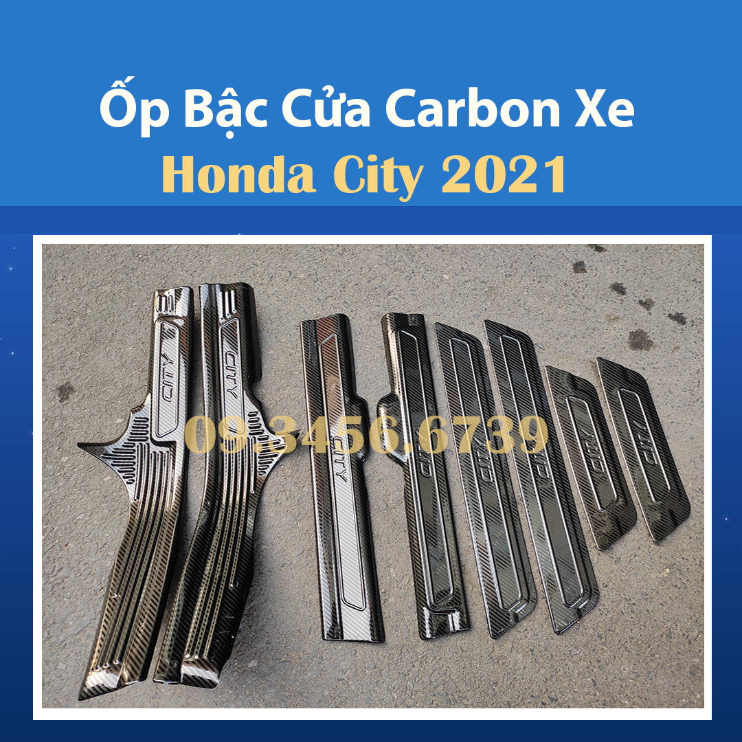 Ốp Bậc Cửa Xe Honda City 2014 đến 2023 Mẫu Carbon, giúp trang trí chống xước xe hiệu quả