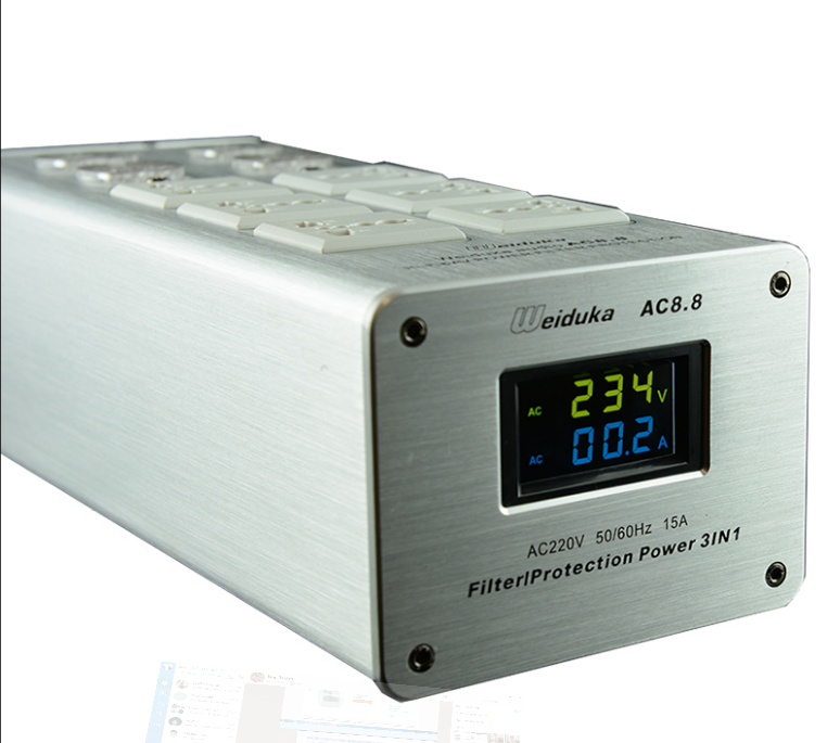 Bộ lọc nguồn điện Audio Weiduka AC 8.8 (bản 2020, hiển thị Volt và Ampe màu Đen)