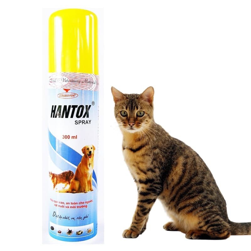 Xịt Hantox Spray Diệt Ve Rận, Bọ Chét, Kí Sinh Trùng Ở Chó Mèo Thú Cưng 300ML