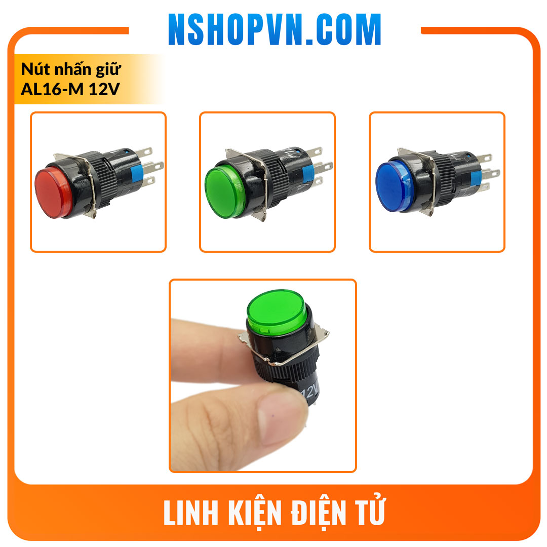 Nút nhấn tự giữ có đèn AL6-A 12V