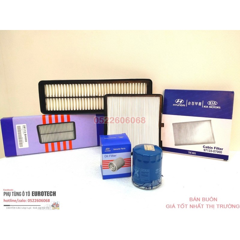 Combo Lọc gió động cơ lọc điều hòa lọc nhớt i10 & Grand i10